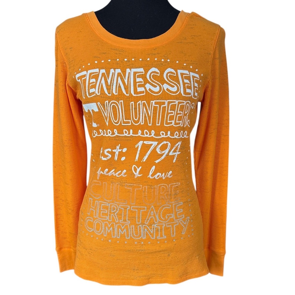 Creative Apparel Tennessee Vols Orange Long Sleeve Burnout Thermal Shirt, Large